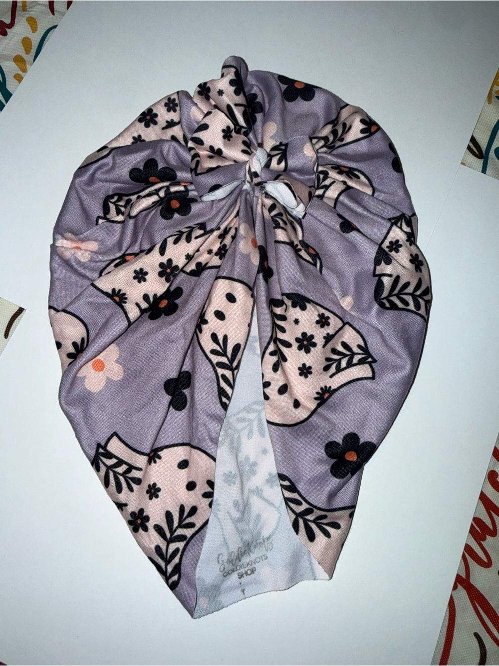 Floral+Ghost Twisted Turban in Lavender and Blush - Unbranded Toddler Size